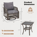 EROMMY 3 Piece Outdoor Swivel Chair Set, Patio Furniture Conversation Set for Deck, Yard, Garden, Poolside(Gray)-Erommy